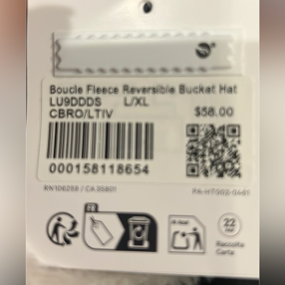 Lululemon Bouclé Fleece Reversible Bucket Hat Brown Ivory L/XL NWT - Picture 7 of 10